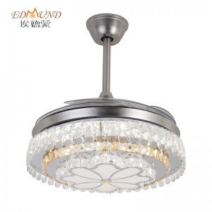K016 Ventile del soffitto lampadario con luce con lampadario a ventole di cristallo da 42 pollici remoto con lampadario a ventola di cristallo